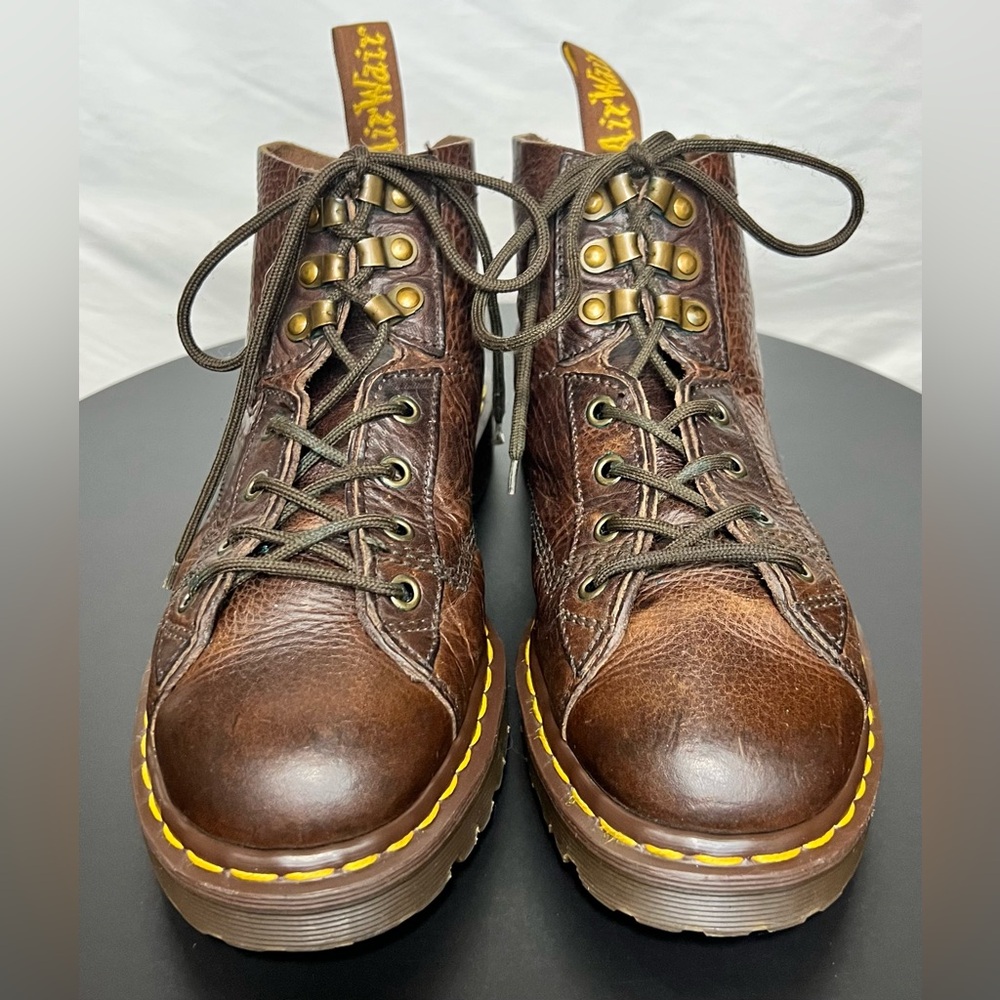 🇬🇧 VINTAGE Rare Dr. Doc Martens Brown Leather 8088 Combat Boots MADE IN ENGLAND - Picture 2 of 13